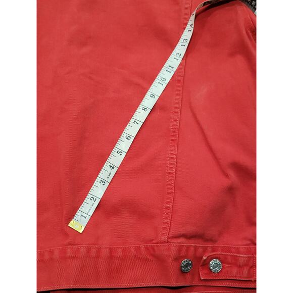 Vintage Guess Red Denim Button Up Collared Jacket Made in USA American Tradition - Picture 5 of 10